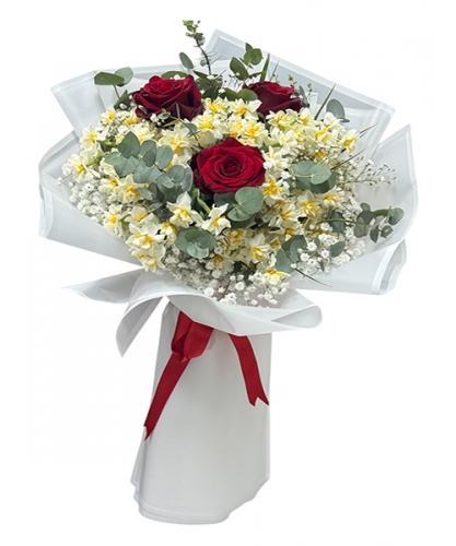 3 güllü nergiz buketi