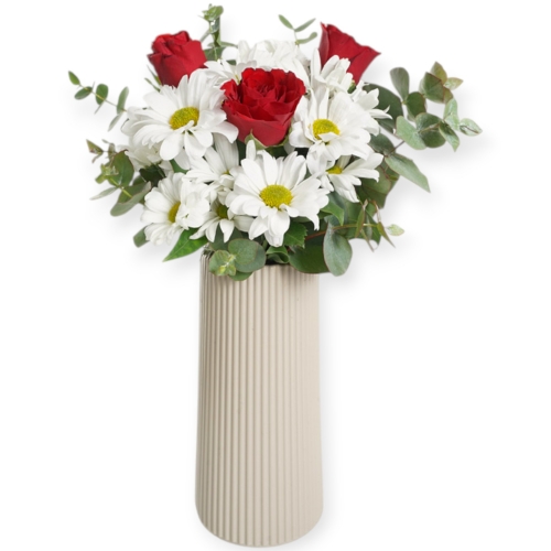 Bej Vazoda Papatya 3 Gül