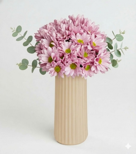 Bej Vazoda Pembe Papatya