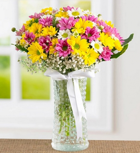 Kristal Vazoda Renkli Papatya