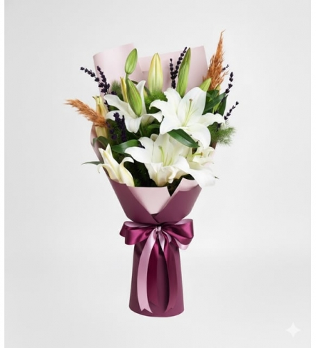 Lilyum Buketi Lavanta Konsept